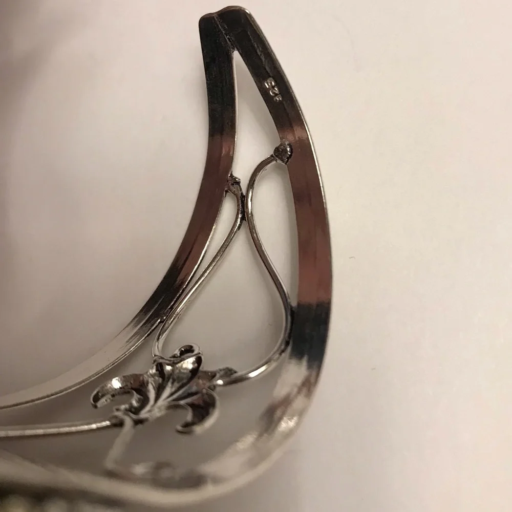 Sunstone Stamped 925 Sterling Silver Cuff Bracelet